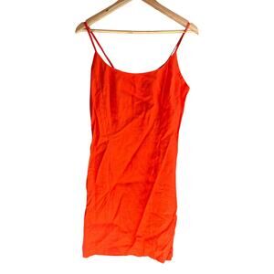 Vintage 90s Switch Women's Linen Blend Strappy Mini Dress USA Made Orange Size 7